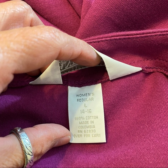 Land’s End Sweater Woman Large Cardigan Long Line Button Down Fuchsia Pockets - Picture 4 of 9